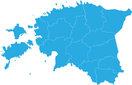 estonia map. High detailed blue map of estonia on transparent background.