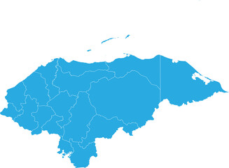 honduras map. High detailed blue map of honduras on transparent background.