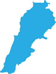 lebanon map. High detailed blue map of lebanon on transparent background.