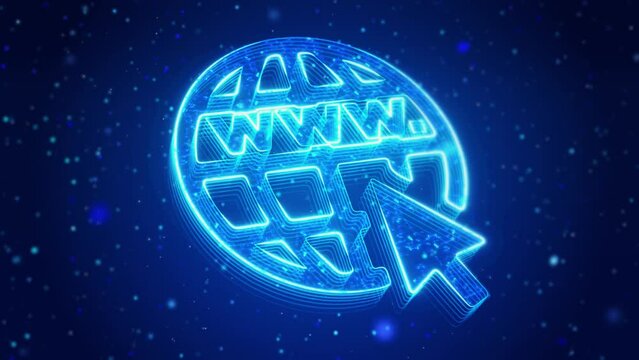 WWW Globe Digital Technology Virtual Screen HUD Hologram Hi Tech Loop concept. Intranet Business Corporate communication Global Network Connection Technology