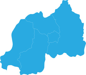 rwanda map. High detailed blue map of rwanda on transparent background.