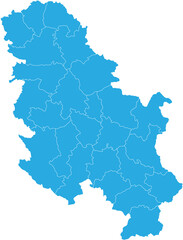 serbia No Kosovo map. High detailed blue map of serbia No Kosovo  on transparent background.