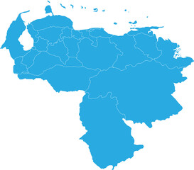 venezuela map. High detailed blue map of venezuela on transparent background.