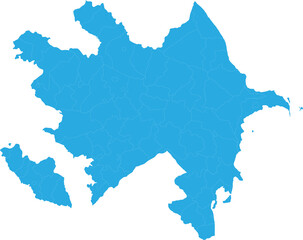 azerbaijan map. High detailed blue map of azerbaijan on transparent background.