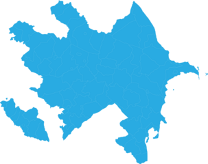 azerbaijan map. High detailed blue map of azerbaijan on transparent background.