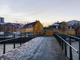 Fototapeta na wymiar View from a small bridge in Copenhagen