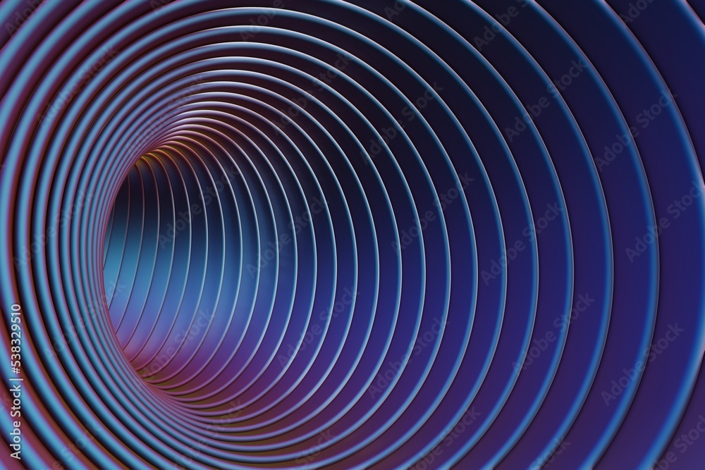 Poster Sci-fi tunnel. Abstract multicolour tunnel as background in the style of cyberpunk or high-tech future. 3d rendering illustration..