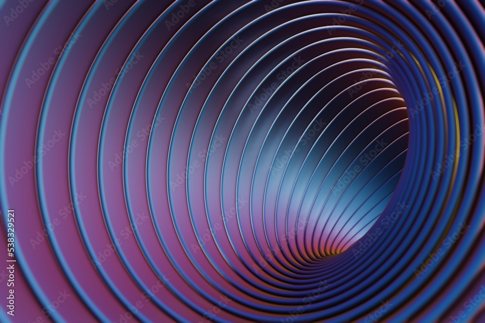 Poster Sci-fi tunnel. Abstract multicolour tunnel as background in the style of cyberpunk or high-tech future. 3d rendering illustration..