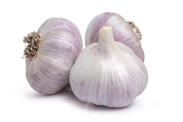 Raw whole garlic isolated on white background. Full depth of field.