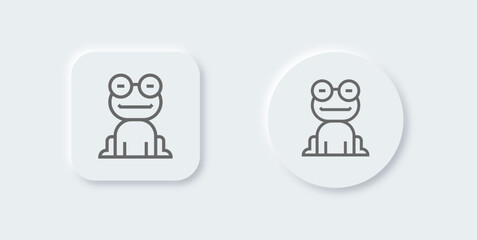 Fototapeta premium Frog line icon in neomorphic design style. Cute wildlife signs vector illustration.
