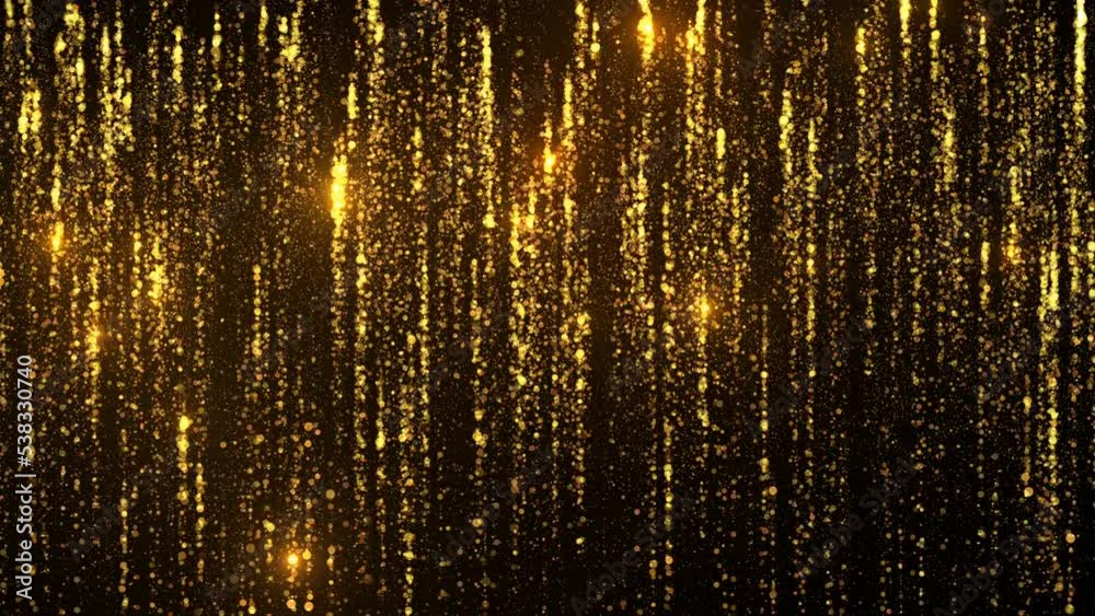 Poster golden particles animation. loopable going up event sequence with glow flares.