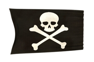 3D illustration Jolly Roger pirate flag isolated on a transparent background.