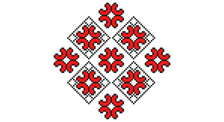 Embroidered good like old handmade cross-stitch ethnic Ukraine pattern. Ukrainian towel ornament, rushnyk called, vector.