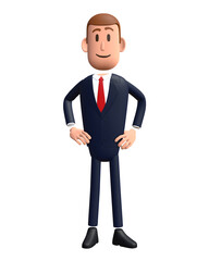 3D cartoon businessman with professional gesture. Businessman 3D character