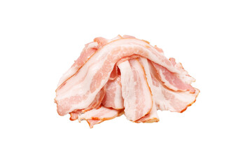 smoked bacon heap isolated on white