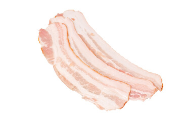 several strips of bacon isolated on white