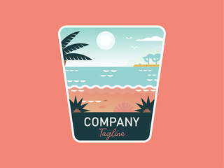 Vintage beach illustration for logo, vacation, t shirt apparel