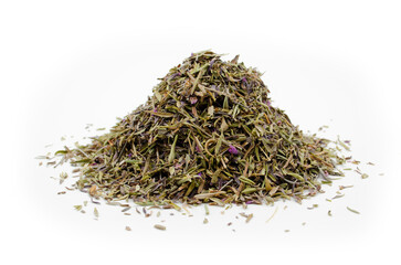 Spice zaatar on white background. Isolated dry thyme.