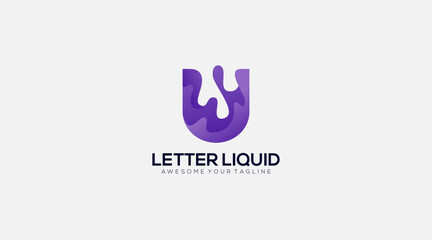 Liquid logo inside letter U. logo template, vector icon.
