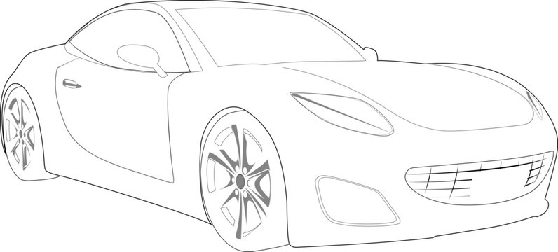 Sport car sketch isolated over solid background, vector illustration. Race car pencil like drawing