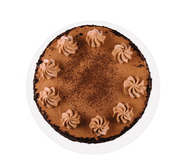 top view of round baked chocolate cake