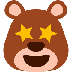 Rockstar bear emoji. Cute teddy bear face