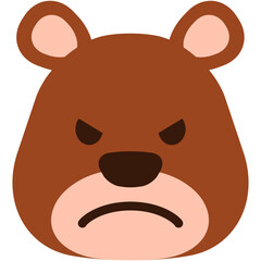 Angry bear emoji. Cute teddy bear face