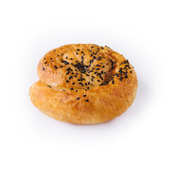 Fresh twisted bun with sesame seeds
