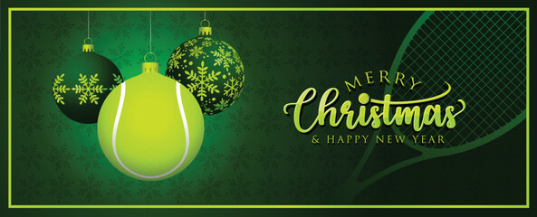 Tennis Balls Christmas Greeting card - Merry Christmas and happy new 