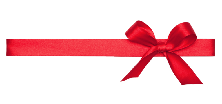 Red Ribbon Tie, isolated on transparent background