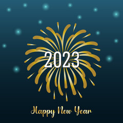 Happy new 2023 text with firework suitable for background, banner, or poster
