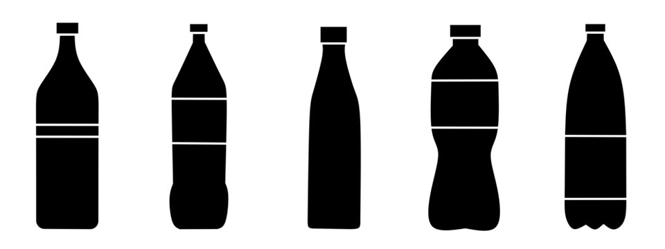 icon set for bottled water. Collection of bottle icon vector