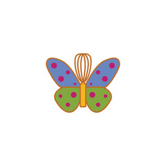 Beautiful logo illustration showing a combination of a butterfly with a whisk.