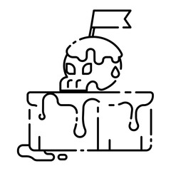 honey toast halloween menu with skull line icon.