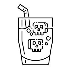 haunted ice americano coffee with skull ice line icon