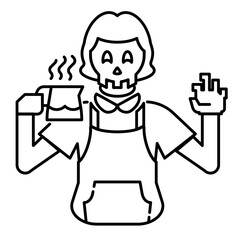 skull barista line icon