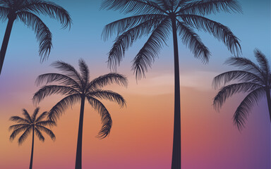 Obraz na płótnie Canvas Silhouette Palm trees background