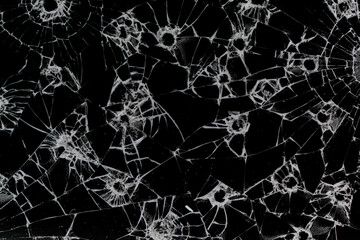 group of bullet holes on the glass abstract background window