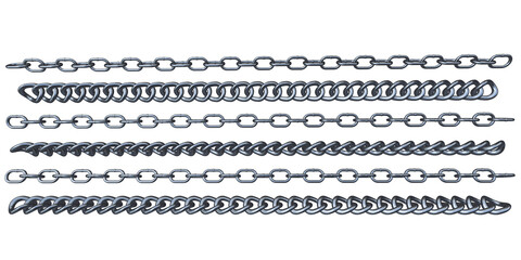 Chains metal chrome variations high detail 3D