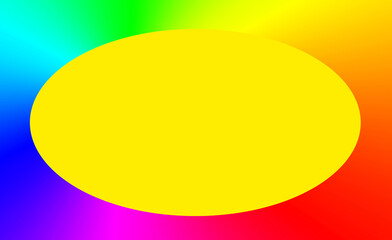 Illustration of Abstract Gradient Rainbow Color Frame with Bumblebee Yellow Oval-shaped Copy Space