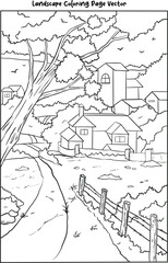 Obraz premium landscape coloring page vector for adult