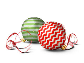 Two Christmas Balls are On Isolated Background