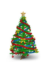 Colorful Christmas Tree are On Isolated White Background