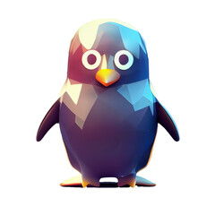 Obraz premium Cute penguin icon flat on white background symbol digital 3d illustration