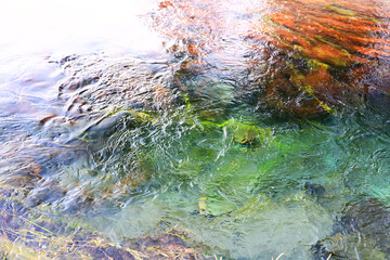 Fototapeta na wymiar water texture mountain river flow flow aqua motion