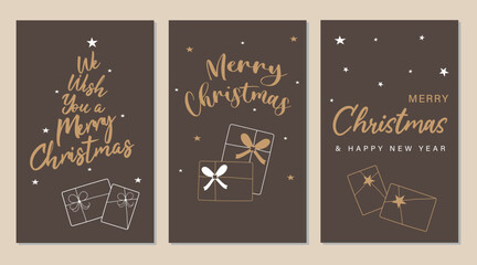 Naklejka na ściany i meble Set of Merry Christmas and new year cards, invitation. Christmas and New Year celebration preparation.