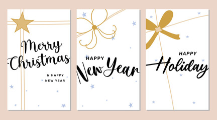Set of Merry Christmas and new year cards, invitation. Christmas and New Year celebration preparation.