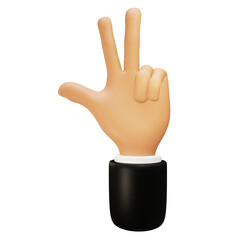 three fingers hand gestures. Hand gestures 3D 