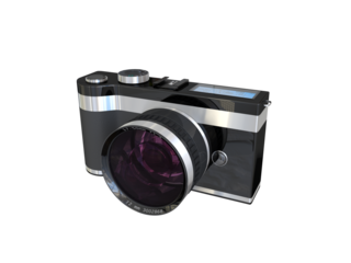 3d illustration of a black camera on a transparent background