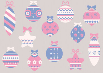 Fototapeta premium レトロなクリスマスオーナメント素材セット2